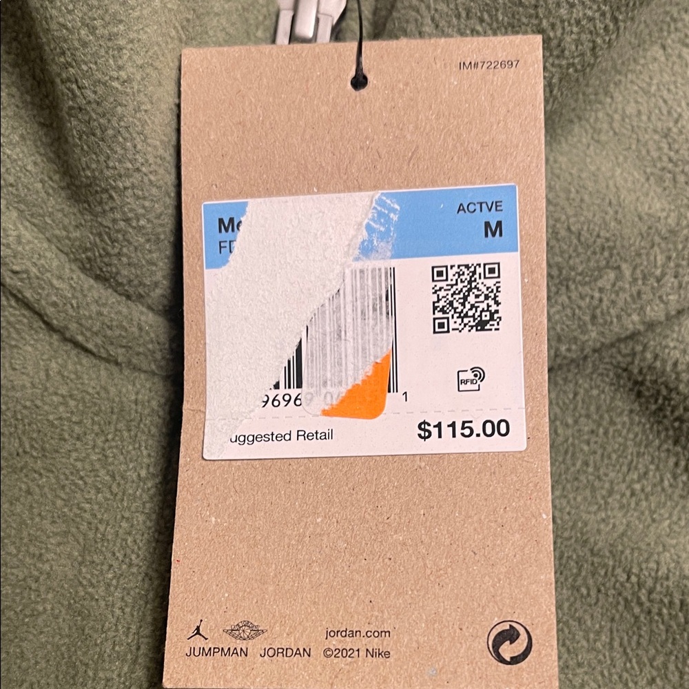 Nike Jordan Flight  Olive Green Fleece Jacket